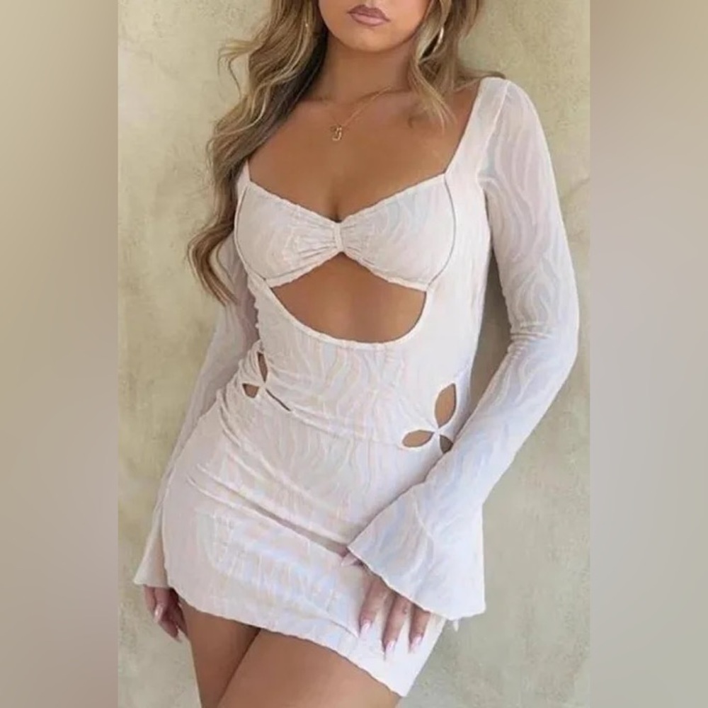 Outcast clothing White Long Sleeve Cutout Dress